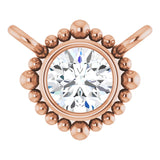 14K Gold Round Lab-Grown Diamond Beaded Bezel-Set Necklace - Rose Gold