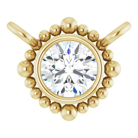 14K Gold Round Lab-Grown Diamond Beaded Bezel-Set Necklace - Yellow Gold