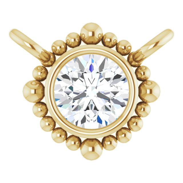 14K Gold Round Lab-Grown Diamond Beaded Bezel-Set Necklace - Yellow Gold