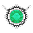 Platinum Round Natural Emerald Beaded Bezel-Set Necklace