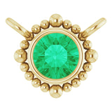 14K Gold Round Natural Emerald Beaded Bezel-Set Necklace - Yellow Gold