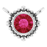Platinum Round Natural Ruby Beaded Bezel-Set Necklace