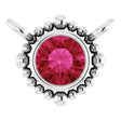 14K Gold Round Natural Ruby Beaded Bezel-Set Necklace - White Gold