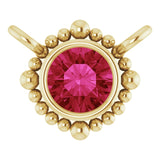14K Gold Round Natural Ruby Beaded Bezel-Set Necklace - Yellow Gold