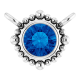 Platinum Round Natural Blue Sapphire Beaded Bezel-Set Necklace