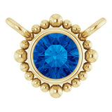 14K Gold Round Natural Blue Sapphire Beaded Bezel-Set Necklace - Yellow Gold