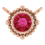 14K Gold Round Natural Ruby Beaded Bezel-Set Necklace - Rose Gold