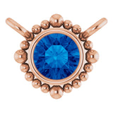 14K Gold Round Natural Blue Sapphire Beaded Bezel-Set Necklace - Rose Gold