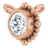 14K Gold Round Natural White Sapphire Beaded Bezel-Set Necklace - Rose Gold - view 2