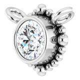 14K Gold Round Natural White Sapphire Beaded Bezel-Set Necklace - White Gold - view 2