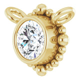 14K Gold Round Natural White Sapphire Beaded Bezel-Set Necklace - Yellow Gold - view 2