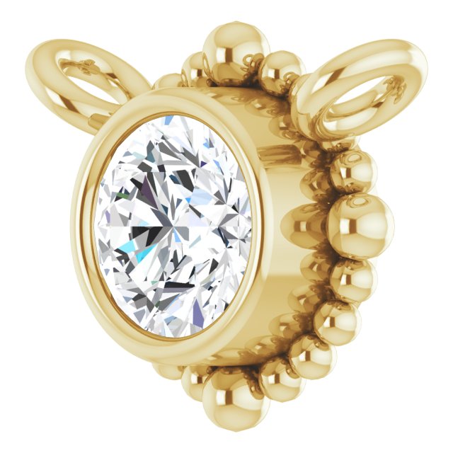 14K Gold Round Natural White Sapphire Beaded Bezel-Set Necklace - Yellow Gold - view 2
