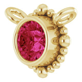 14K Gold Round Natural Ruby Beaded Bezel-Set Necklace - Yellow Gold - view 2