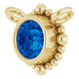 14K Gold Round Natural Blue Sapphire Beaded Bezel-Set Necklace - Yellow Gold - view 2