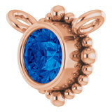14K Gold Round Natural Blue Sapphire Beaded Bezel-Set Necklace - Rose Gold - view 2