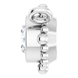 14K Gold Round Natural White Sapphire Beaded Bezel-Set Necklace - White Gold - view 3