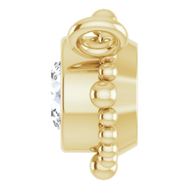 14K Gold Round Natural White Sapphire Beaded Bezel-Set Necklace - Yellow Gold - view 3