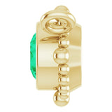 14K Gold Round Natural Emerald Beaded Bezel-Set Necklace - Yellow Gold - view 3