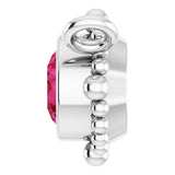 14K Gold Round Natural Ruby Beaded Bezel-Set Necklace - White Gold - view 3