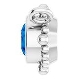Platinum Round Natural Blue Sapphire Beaded Bezel-Set Necklace - view 3