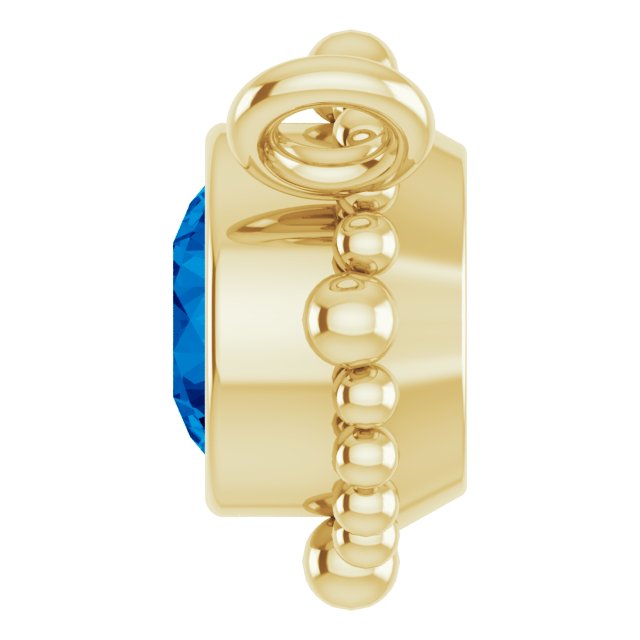 14K Gold Round Natural Blue Sapphire Beaded Bezel-Set Necklace - Yellow Gold - view 3