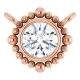 14K Gold Round Lab-Grown Diamond Beaded Bezel-Set Necklace - Rose Gold