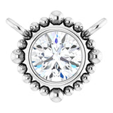 14K Gold Round Lab-Grown Diamond Beaded Bezel-Set Necklace - White Gold