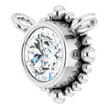 Platinum Round Lab-Grown Diamond Beaded Bezel-Set Necklace - view 2