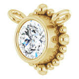 14K Gold Round Lab-Grown Diamond Beaded Bezel-Set Necklace - Yellow Gold - view 2