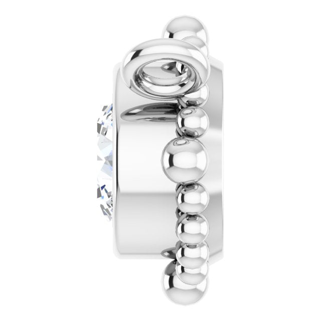 Platinum Round Lab-Grown Diamond Beaded Bezel-Set Necklace - view 3