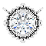 Platinum Round Lab-Grown Diamond Beaded Bezel-Set Necklace