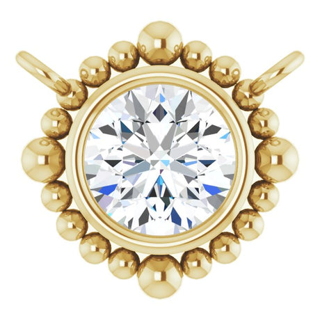 14K Gold Round Lab-Grown Diamond Beaded Bezel-Set Necklace - Yellow Gold