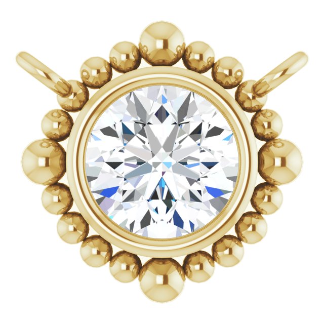 14K Gold Round Lab-Grown Diamond Beaded Bezel-Set Necklace - Yellow Gold