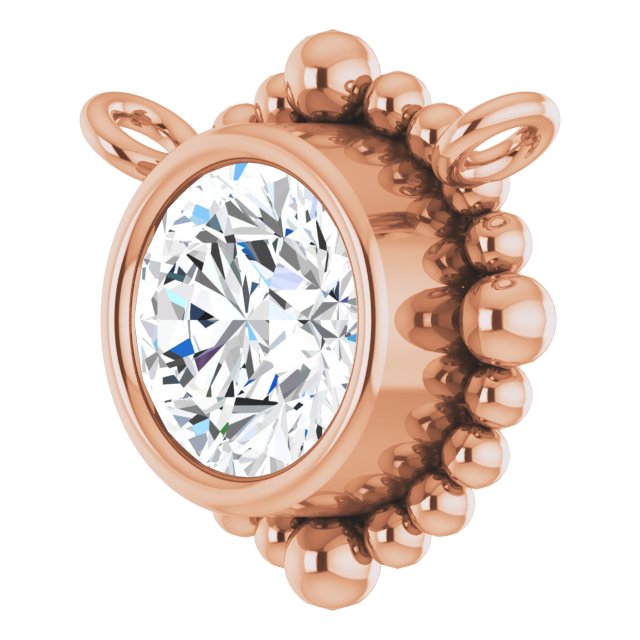 14K Gold Round Natural Diamond Beaded Bezel-Set Necklace – 3-5mm Stones - Rose Gold - view 2