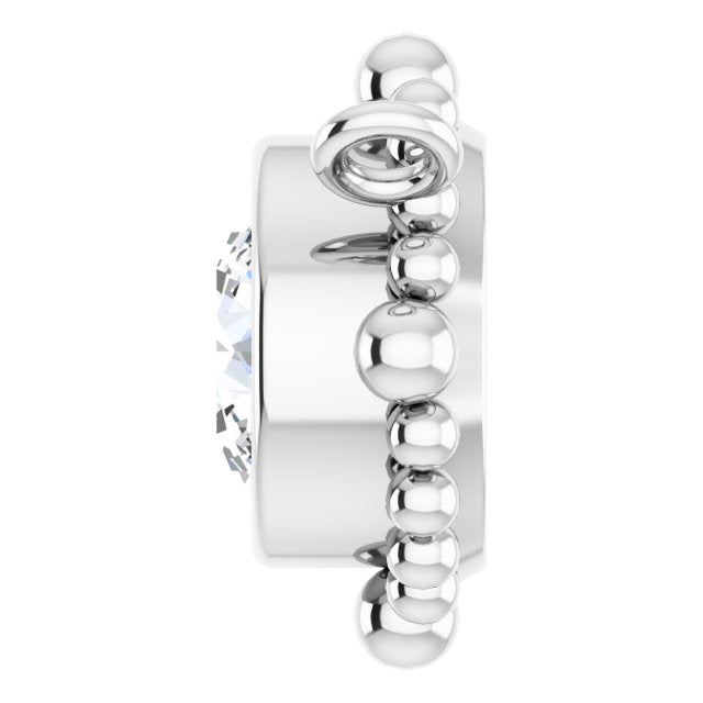 Platinum Round Lab-Grown Diamond Beaded Bezel-Set Necklace - view 3