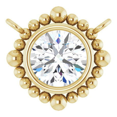 14K Gold Round Natural Diamond Beaded Bezel-Set Necklace – 3-5mm Stones - Yellow Gold
