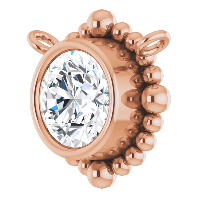 14K Gold Round Lab-Grown Diamond Beaded Bezel-Set Necklace - Rose Gold - view 2
