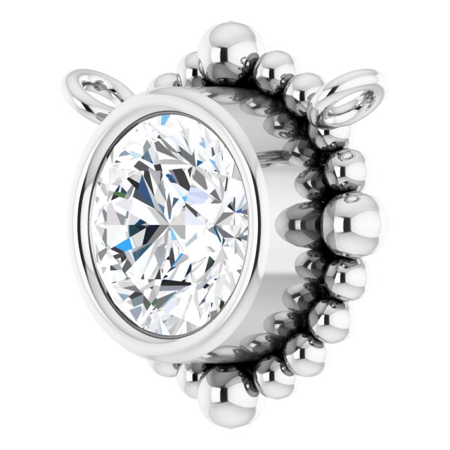 14K Gold Round Natural Diamond Beaded Bezel-Set Necklace – 3-5mm Stones - White Gold - view 2