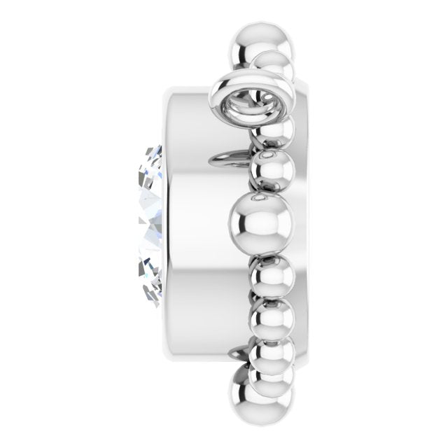 14K Gold Round Lab-Grown Diamond Beaded Bezel-Set Necklace - White Gold - view 3
