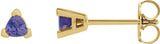 14K Gold Natural Tanzanite Trillion 3-Prong V-End Earrings - Yellow Gold