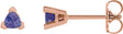 14K Gold Natural Tanzanite Trillion 3-Prong V-End Earrings - Rose Gold
