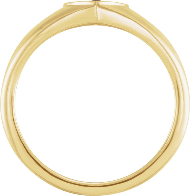14K Gold Round Natural Ruby Heart Signet Ring - Yellow Gold - view 2