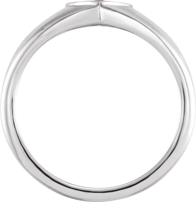 Platinum Round Natural Ruby Heart Signet Ring - view 2