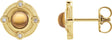 14K Gold Round Natural Citrine & Natural Diamond Accented Cabochon Earrings - Yellow Gold