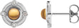 Platinum Round Natural Citrine & Natural Diamond Accented Cabochon Earrings