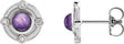 Platinum Round Natural Amethyst & Natural Diamond Accented Cabochon Earrings