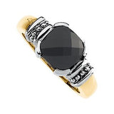 14K Gold Cushion Natural Black Onyx Solitaire Ring