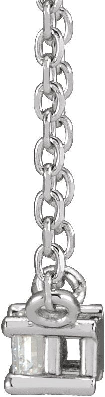 14K Gold Straight Baguette Natural Diamond Solitaire Necklace - White Gold - view 6
