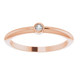 14K Gold Round Natural Diamond Bezel-Set Stackable Ring – 2-5.7mm Stones - Rose Gold - view 8