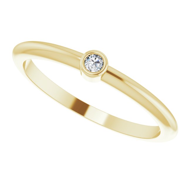 14K Gold Round Natural Diamond Bezel-Set Stackable Ring – 2-5.7mm Stones - Yellow Gold - view 10